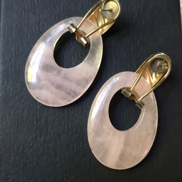 Genuine Rose Quartz Earrings - Picture 2 of 5